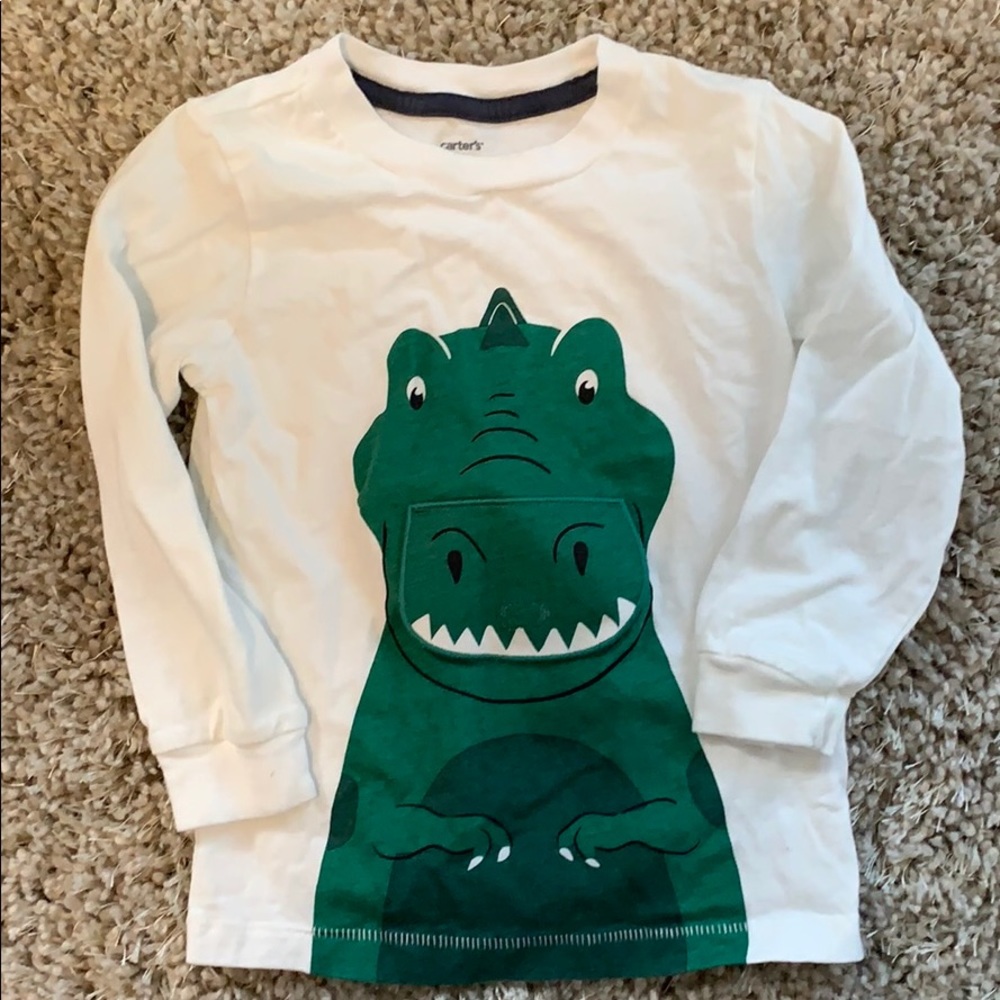 4/$10 White Dinosaur Long Sleeve Tee